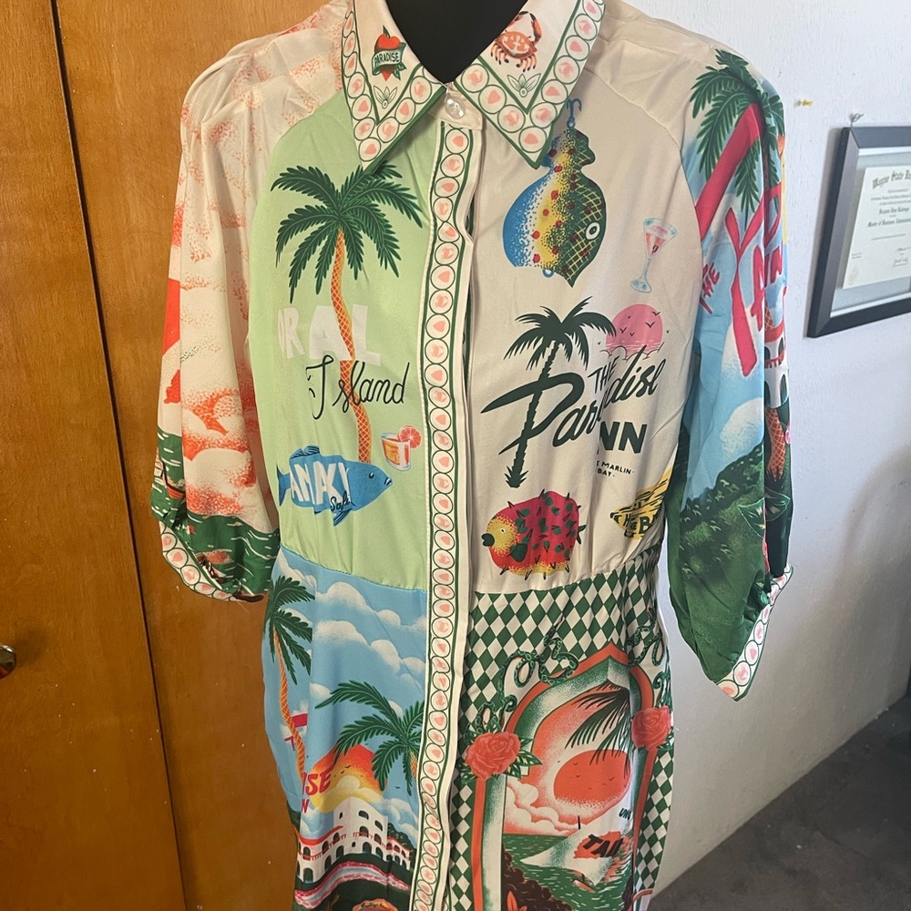 COPY - Stylish Tropical Print Women’s Shirt Dress